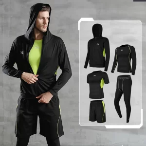 5 Pcs/Set Men's Tracksuit Gym Fitness Compression Sports Suit Clothes Running Jogging Sport Wear Exercise Workout Tights