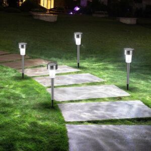 LED Solar Light Stainless Steel Lawn Lamp Landscape Path Lights Yard Waterproof For Garden Patio Path Walkway Decor Solar Lamps